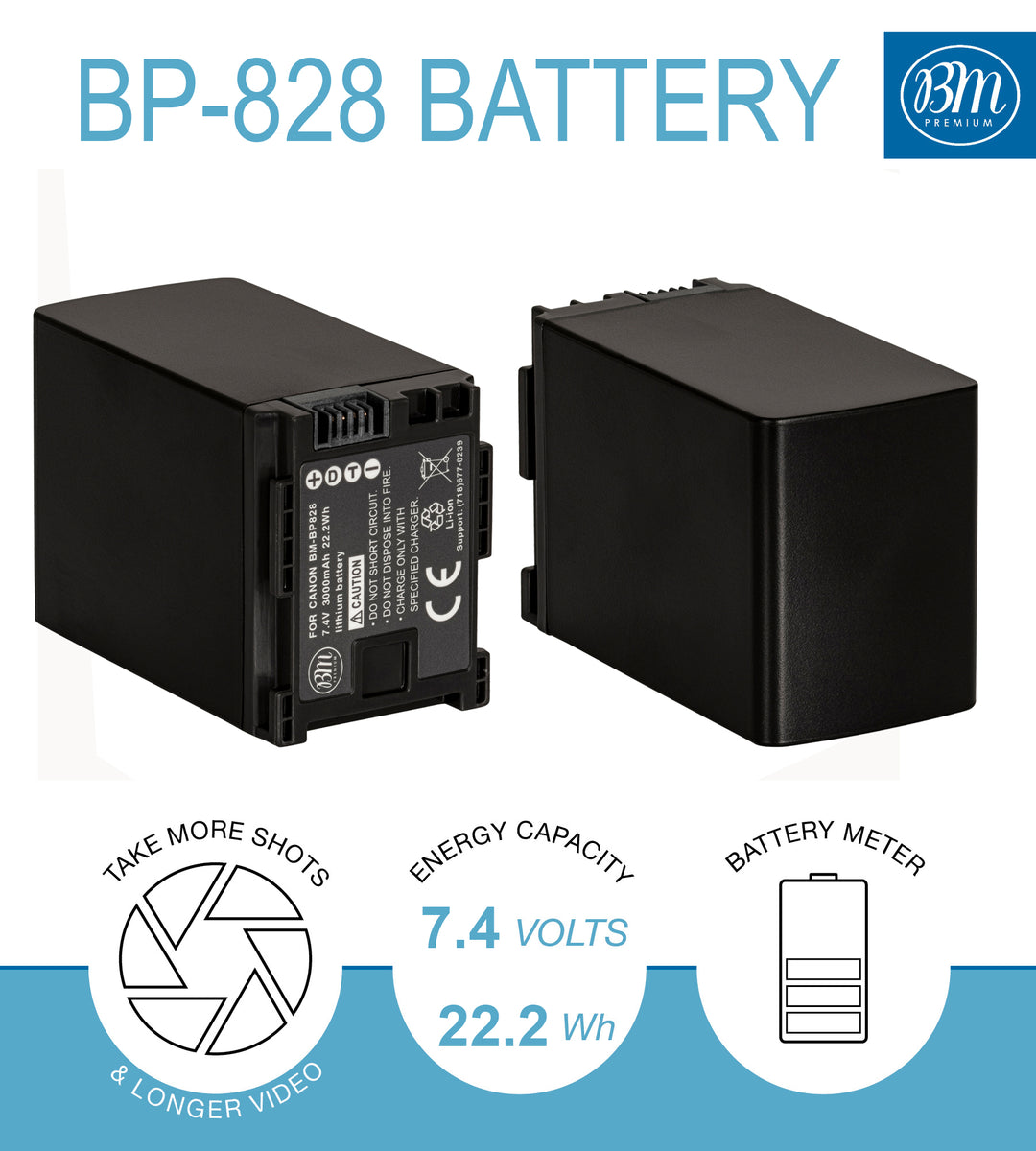 BM Premium BP-828 Battery and Charger for Canon VIXIA XA10, XA11