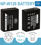 BM 2 NP-W126 Batteries and Charger for Fujifilm FinePix X-A5 X-A10 X100F X-T10 X-T20 X-Pro1 X-Pro2 X-A1 X-A2 X-A3 X-E1 X-E2 X-E2S X-T1 X-T2 Cameras