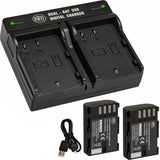 BM Premium 2 DMW-BLF19, DMW-BLF19e Batteries and Dual Battery Charger for Panasonic Lumix DC-G9, DC-GH5, DMC-GH3, DMC-GH3K, DMC-GH4, DMC-GH4K Cameras