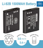 BM Premium LI-92B, LI-90B Battery and Charger for Olympus Tough TG-6 TG-5 TG-1 TG-2 TG-3 TG-4 TG-Tracker SH-1 SH-2 SH-50 SH-60 SP-100 XZ-2 Cameras