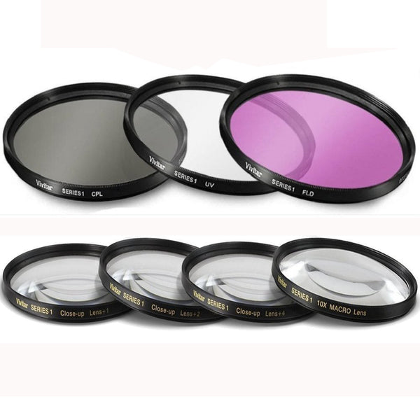 62mm 7PC Filter Set for Panasonic DMC-FZ1000 4K Point and Shoot Camera - Includes 3 PC Filter Kit (UV-CPL-FLD) and 4PC Close Up Filter Set (+1+2+4+10)