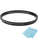72mm UV Protective Filter for Canon, Nikon, FujiFilm, Olympus, Panasonic, Pentax, Sigma, Sony, Tamron Cameras and Camcorders
