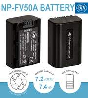 BM Premium 2 Pack of NP-FV50A High Capacity Batteries and Battery Charger for Sony Handycam Camcorders