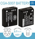 BM Premium 2 Pack of CGA-S007 Batteries for Panasonic Lumix DMC-TZ1 DMC-TZ2 DMC-TZ3 DMC-TZ4 DMC-TZ5 DMC-TZ11 DMC-TZ15 DMC-TZ50 Digital Cameras