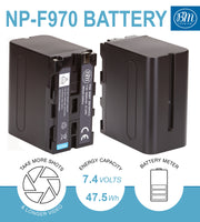 BM Premium 2 Pack NP-F970 High Capacity Batteries and Charger for Sony PXW-Z150, Z190, Z280, NEX-EA50M, FDR-AX14K, HDR-AX2000, FX7, FX1000 Camcorders