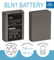 BM Premium 2 Pack of BLN-1 Batteries Fully Decoded for Olympus Pen F, OM-D E-M1, OM-D E-M5, OM-D E-M5 Mark II, OM-D E-P5 Digital SLR Camera