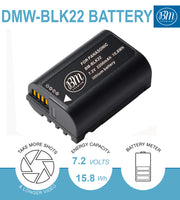 BM Premium 2 Pack of DMW-BLK22 Batteries and Charger for Panasonic Lumix DC-S5 Digital Cameras