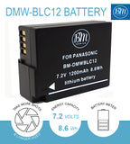 BM 2 Pack DMW-BLC12 High Capacity Batteries and Charger for Panasonic DC-FZ1000 II DC-G95 DMC-G85 DMC-G5 DMC-G6 DMC-G7 DMCGX8 FZ1000 DMC-FZ2500 Camera