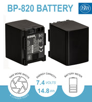 BM Premium 2 Pack of BP-820 Batteries and Charger for Canon VIXIA HF G21, HF G30, HF G40, HF G60, HF G50, GX10, XF400, XF405 Camcorders