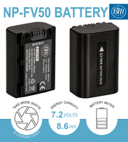 BM Premium Pack of 2 NP-FV50 Batteries for Sony Handycam Camcorders