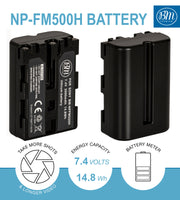 BM Premium NP-FM500H Battery for Sony Alpha a77II, a68, SLT-A57, SLT-A58, A65V, A77V, A99V, A100, A200, A300, A350, A450 DSLR Cameras