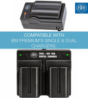BM Premium 2 Pack of NP-FM500H Batteries for Sony Alpha a77II, a68, SLT-A57, SLT-A58, A65V, A77V, A99V, A100, A200, A300, A350, A450 DSLR Cameras