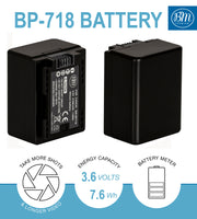 BM Premium 2 BP-718 Batteries for Canon Vixia HFR50 HFR52 HFR500 HFR60 HFR62 HFR600 HFR70 HFR72 HFR700 HFR80 HFR82 HFR800 HFM50 HFM52 HFM500 Camcorder