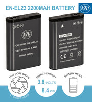 BM Premium 2 Pack of EN-EL23 Batteries and Battery Charger for Nikon Coolpix B700, P900, P600, P610, S810c Digital Cameras