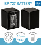 BM 2 BP-727 Batteries for Canon Vixia HFR40 HFR42 HFR400 HFR50 HFR52 HFR500 HFR60 HFR62 HFR600 HFR70 HFR72 HFR700 HFR80 HFR82 HFR800 Camcorders