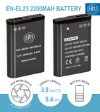 BM Premium 2 Pack of EN-EL23 Batteries for Nikon Coolpix B700, P600, P610, P900, S810c Digital Cameras