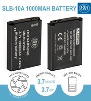 BM Premium 2 SLB-10A Batteries and Charger for Samsung ES55, EX2, EX2F, HMX U20, HMX-U100, HZ10W, HZ15, HZ15W, L100, L110, L200, L210, L310W Cameras