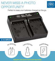 BM 2 NP-FH50 Batteries and Dual Bay Charger for Sony Cyber-Shot DSC-HX1 DSC-HX100V DSC-HX200V HDR-TG5V DSLRA230 A290 DSLRA330 DSLRA380 DSLRA390 Camera