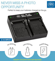 BM 2 NP-FM500H Batteries and Dual Bay Charger for Sony Alpha a77II, a68, SLT-A57, SLT-A58, A65V, A77V, A99V, A100, A200, A300, A350, A450 DSLR Cameras