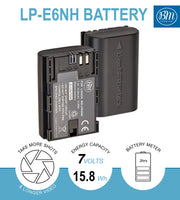 BM Premium 2 Pack LP-E6NH High Capacity Batteries for Canon EOS R, EOS R5, EOS R6, EOS 90D, 60D, 70D, 80D, 5D III, 5D IV EOS 6D II, EOS 7D II Cameras