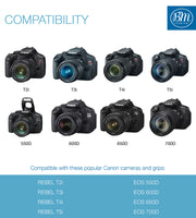 BM Premium 2-Pack of LP-E8 Batteries and Battery Charger for Canon EOS Rebel T2i, T3i, T4i, T5i, EOS 550D, EOS 600D, EOS 650D, EOS 700D Cameras