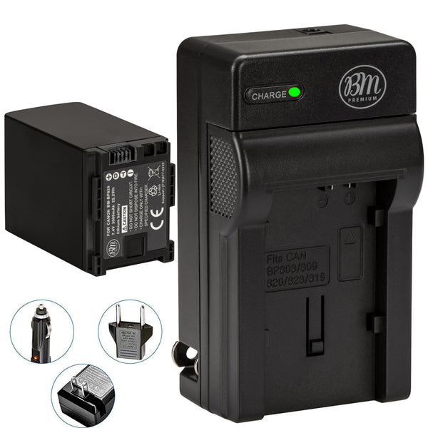 BM Premium BP-828 Battery and Charger for Canon VIXIA HFM300, HFM301, HFM40, HFM41, HFM400, HFS200 Camcorders