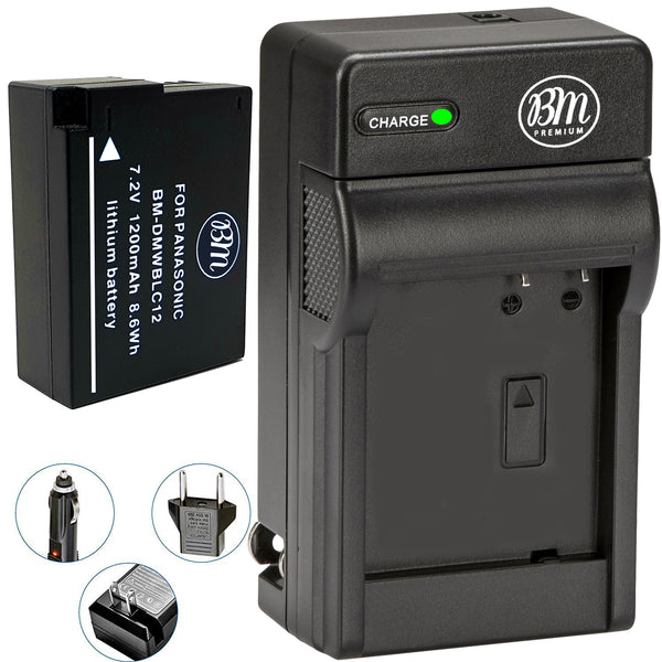 BM DMW-BLC12 High Capacity Battery and Charger for Panasonic DC-FZ1000 II DC-G95 DMC-G85 DMC-GH2 DMC-G5 DMC-G6 DMC-G7 DMC-GX8 FZ1000 DMC-FZ2500 Camera