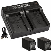 BM 2 BP-828 Batteries and Dual Bay Charger for Canon VIXIA HFG60 HFG50 XA40 XA45 XA50 XA55 GX10 HFG20 HFG21 HFG30 HFG40 XA15 XA20 XA25 XF400 XF405