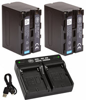 BM Premium 2 Pack NP-F970 High Capacity Batteries and Dual Bay Charger for Sony PXW-Z150, Z190, Z280, NEX-EA50M, FDR-AX14K, HDR-AX2000, FX7, FX1000