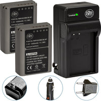 BM Premium Fully Decoded 2 Pack BLN-1 Batteries and Charger for Olympus Pen F, OM-D E-M1, OM-D E-M5, OM-D E-M5 Mark II, OM-D E-P5 Digital SLR Cameras