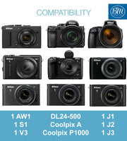 BM Premium 2 EN-EL20, EN-EL20A Batteries and Charger for Nikon Coolpix P950, P1000, DL24-500, Coolpix A, 1 AW1, 1 J1, 1 J2, 1 J3, 1 S1, 1 V3 Cameras