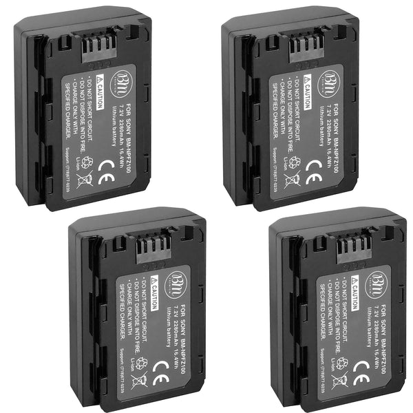 BM Premium 4 Pack of NP-FZ100 Batteries for Sony a7S III, a6600, a7R IV, A7RIII, a7 III, Alpha 9, Sony A9, Alpha a9 II, Alpha 9R, A9R, Alpha 9S Camera