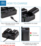 BM 2 NP-FM500H Batteries and Dual Bay Charger for Sony Alpha a77II, a68, SLT-A57, SLT-A58, A65V, A77V, A99V, A100, A200, A300, A350, A450 DSLR Cameras