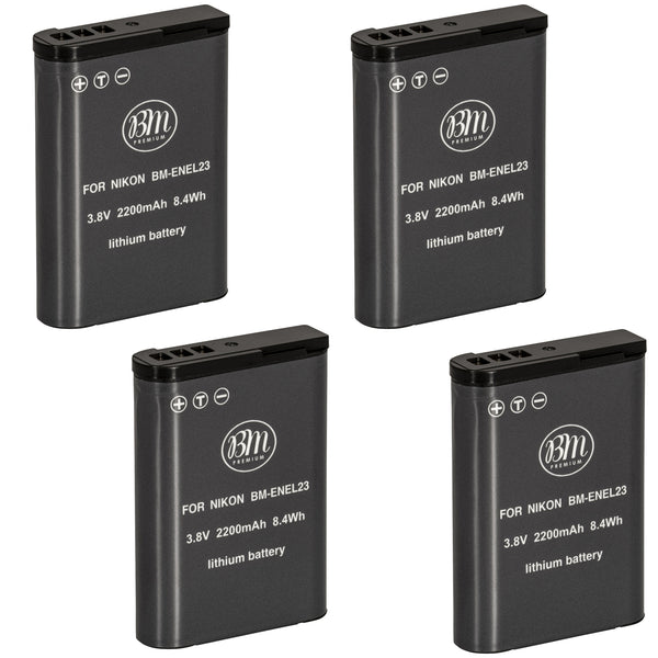 BM Premium 4 Pack of EN-EL23 Batteries for Nikon Coolpix B700, P600, P610, P900, S810c Digital Cameras