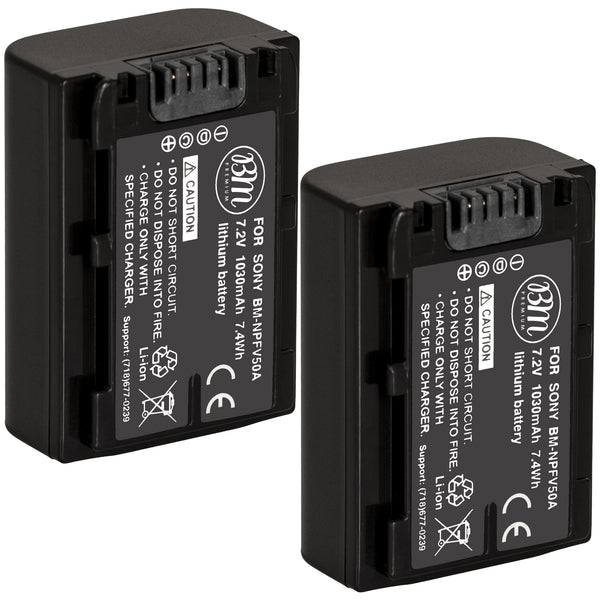 BM Premium 2 Pack of NP-FV50A High Capacity Batteries for Sony Handycam Camcorders