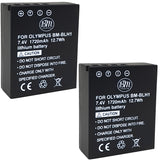BM Premium 2 Pack of Fully Decoded BL-H1 Batteries for Olympus OM-D E-M1 Mark II, OM-D E-M1 Mark III, OM-D E-M1X, BCH-1, HLD-9 Cameras