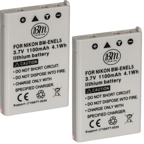 BM Premium 2 Pack of EN-EL5 Batteries for Nikon Coolpix P80, P90, P100, P500, P510, P520, P530 Digital Camera