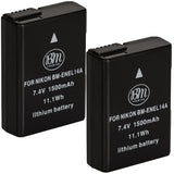 BM Premium 2 EN-EL14A Batteries for Nikon D3100, D3200 D3300 D3400 D3500 D5100 D5200 D5300 D5500 D5600 DF, Coolpix P7000, P7100, P7700 Cameras