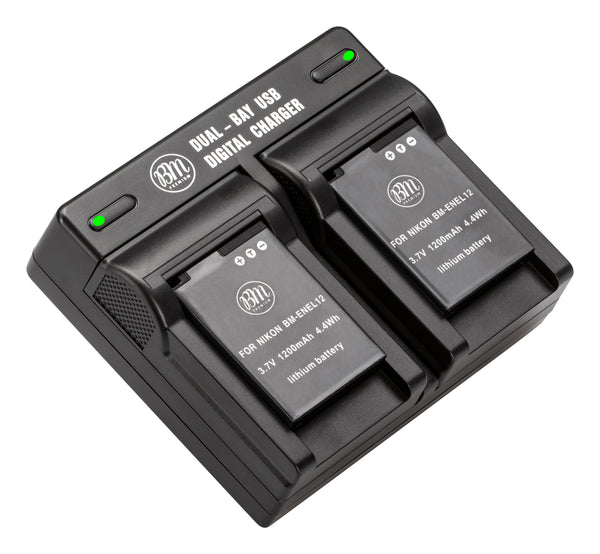 BM Pack of EN-EL12 Batteries and Dual Battery Charger for Nikon