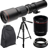 High-Power 500mm/1000mm f/8 Manual Telephoto Lens + Tripod + Backpack for Canon SLR Cameras