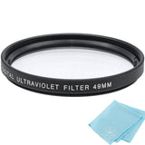 49mm UV Protective Filter for Canon, Nikon, FujiFilm, Olympus, Panasonic, Pentax, Sigma, Sony, Tamron Cameras and Camcorders