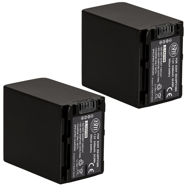 BM Premium 2 Pack of NP-FV100A High Capacity Battery for Sony Handycam Camcorders
